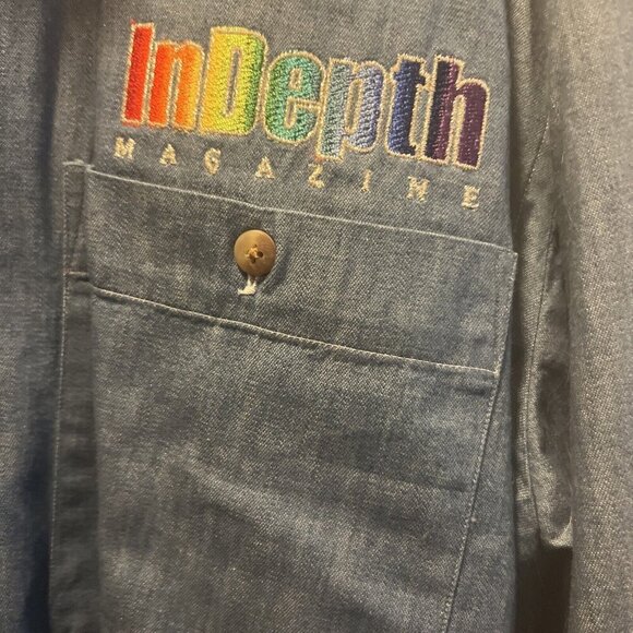 Bob Mackie Custom made Denim Button up Shirt Mens NWOT Rare - Picture 3 of 10